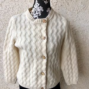 Moschino Ivory cable cardigan sweater Sz S/M ExCon